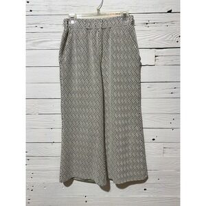 See And Be Seen Wide Leg Pants Womens Small Black Cream Geometric Knit Excellent